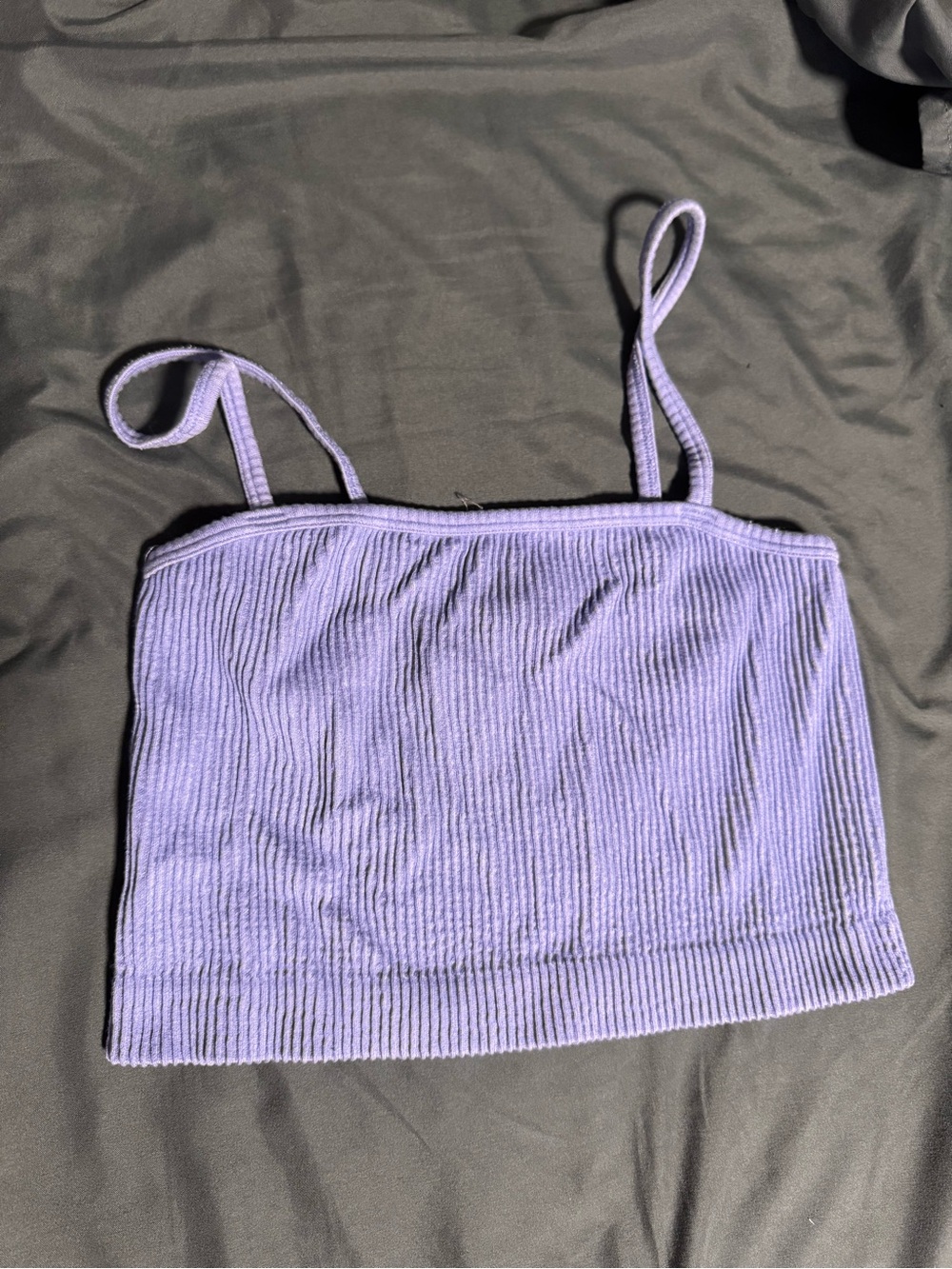 Lilac Ribbed Crop Tank Top - Women